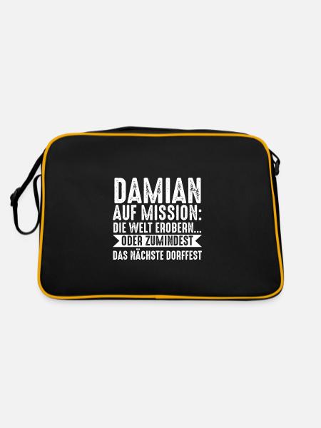 Prénom Damian - Sac Retro - noir/or - Dos