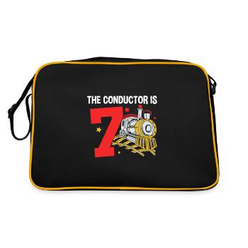 Kindergeburtstag Zug Zugführer Lokomotive - Retro Tasche - Schwarz/Gold - Hinten