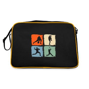 Baseballspieler Baseball - Retro Tasche - Schwarz/Gold - Hinten
