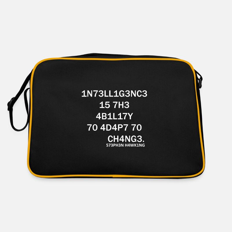 Intelligence Nerd Steven Hawking Schlaue Sprüche - Retro Tasche - Schwarz/Gold