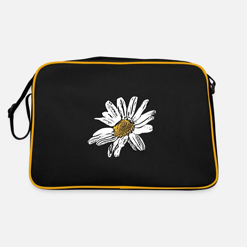 Blume weiß weiße Blumen Geschenk - Retro Tasche - Schwarz/Gold