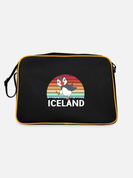 Papageientaucher Puffin - Retro Tasche - Schwarz/Gold - Hinten