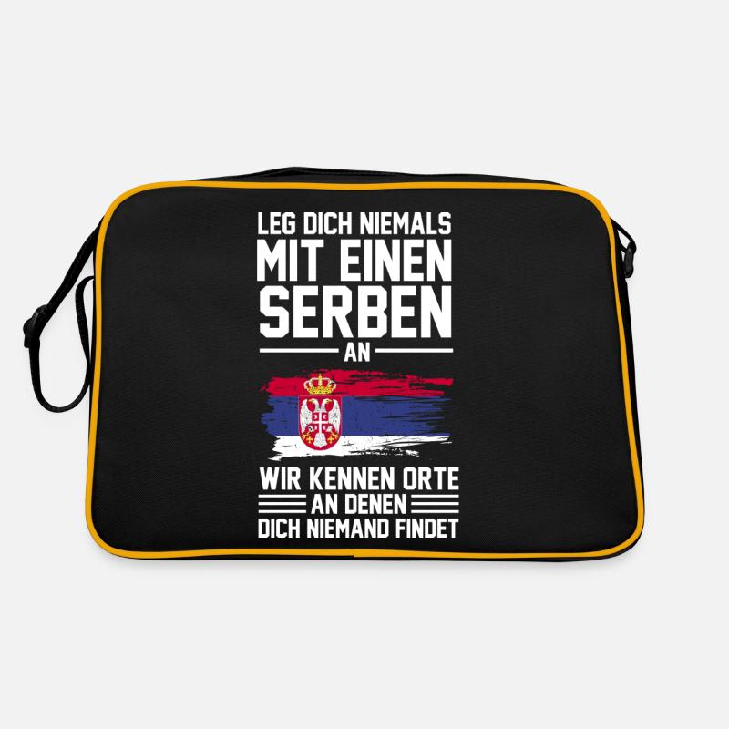 Belgrad Serbe Serbin Serben Serbisch Serbien Gesch - Retro Tasche - Schwarz/Gold