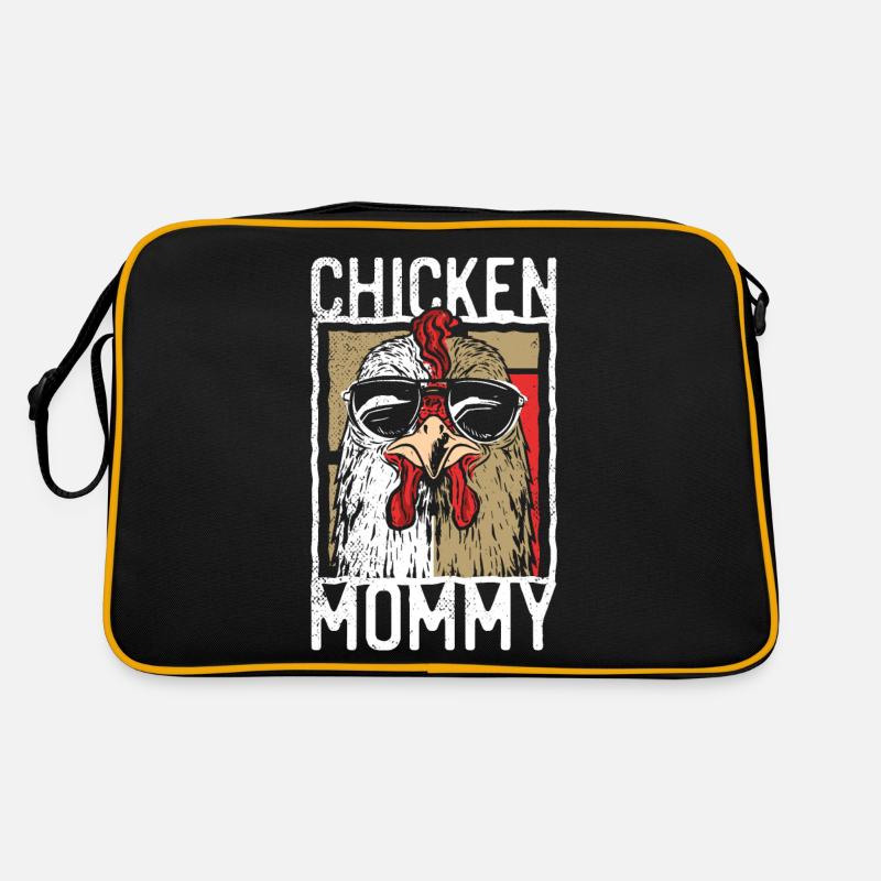 Maman de poulet - Chicken Chicken Farmer - Sac Retro - noir/or