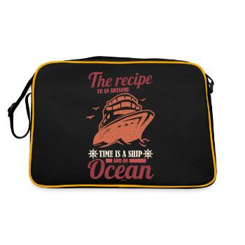 Schiff Ozean Kreuzfahrt Spruch - Retro Tasche - Schwarz/Gold - Hinten