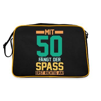 Fünfzig Fünfzigster 50 Jahre Geburtstag - Retro Tasche - Schwarz/Gold - Hinten