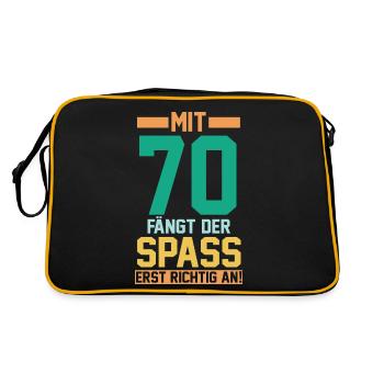 Siebzig Siebzigster 70 Jahre Geburtstag - Retro Tasche - Schwarz/Gold - Hinten