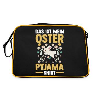 Osterhase Hase Ostern - Retro Tasche - Schwarz/Gold - Hinten