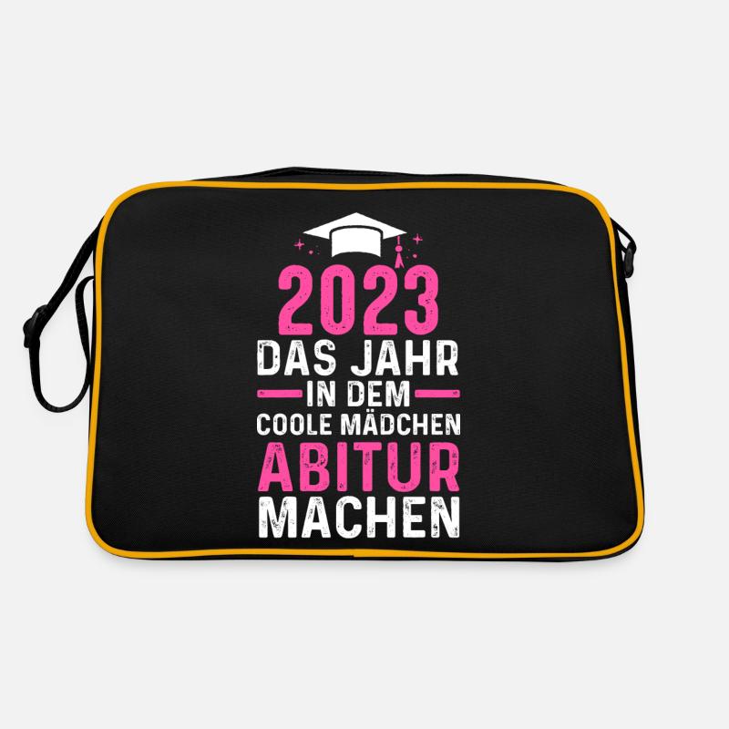 Abiturienten Abschluss 2023 Abitur - Retro Tasche - Schwarz/Gold