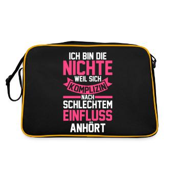 Nichte - Retro Tasche - Schwarz/Gold - Hinten
