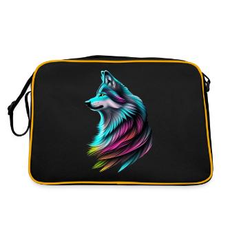 Bunter Wolf - Retro Tasche - Schwarz/Gold - Hinten