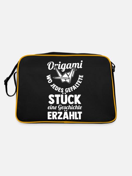 Japanische Faltkunst Origami - Retro Tasche - Schwarz/Gold - Hinten