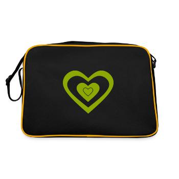 green heart green hearts couples st patrick's day - Retro Bag - black/gold - Back