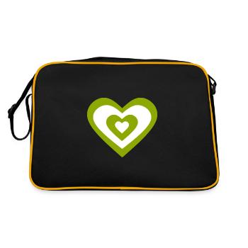 green heart green hearts couples gift - Retro Bag - black/gold - Back