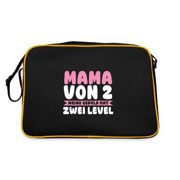 Mama Von 2 Kindern - Retro Tasche - Schwarz/Gold - Hinten