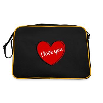 rotes Herz rot Herz Geschenk Valentinstag  - Retro Tasche - Schwarz/Gold - Hinten