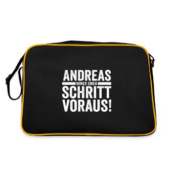 Vorname Andreas - Retro Tasche - Schwarz/Gold - Hinten
