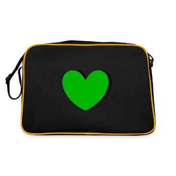 green heart green hearts couples st patrick's day - Retro Bag - black/gold - Back