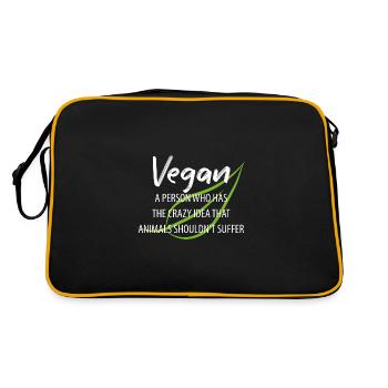Vegan Veganer Tierschutz Vegetarier Vegetarisch - Retro Tasche - Schwarz/Gold - Hinten