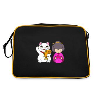 Porte-bonheur Maneki Neko Japon - Sac Retro - noir/or - Dos
