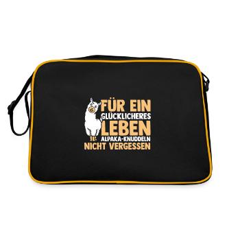 Alpaka - Retro Tasche - Schwarz/Gold - Hinten