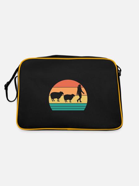 Schäfer Schaf - Retro Tasche - Schwarz/Gold - Hinten