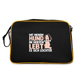 Chien Propriétaire De Chien Propriétaire De Chien Motif Chiens - Sac Retro - noir/or - Dos