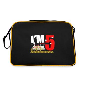 Kindergeburtstag Zug Zugführer Lokomotive - Retro Tasche - Schwarz/Gold - Hinten