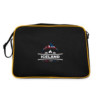Island - Insel aus Feuer und Eis - Retro Tasche - Schwarz/Gold - Hinten