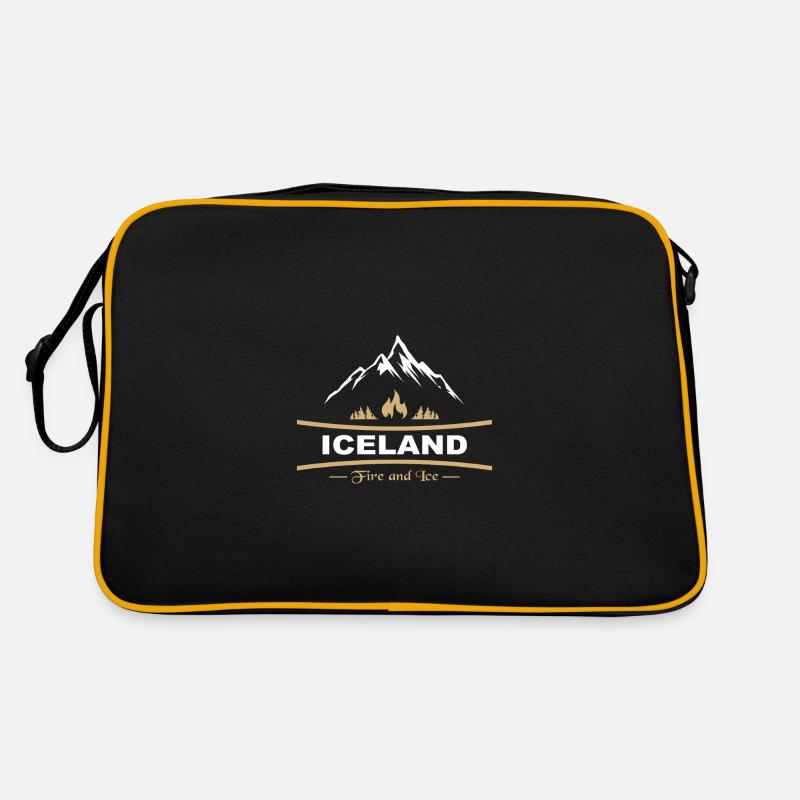 Island - Feuer und Eis - Retro Tasche - Schwarz/Gold