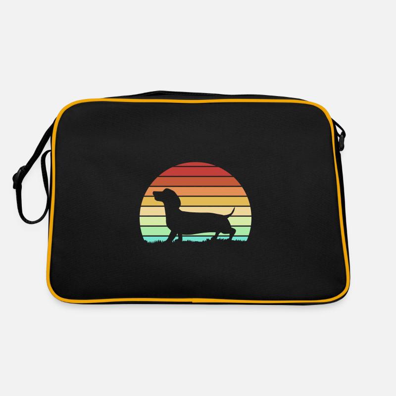 Dackel - Retro Tasche - Schwarz/Gold
