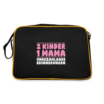 Mama Von 2 Kindern - Retro Tasche - Schwarz/Gold - Hinten