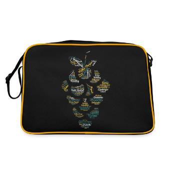 Saale-Unstrut-Wein in Worten - Retro Tasche - Schwarz/Gold - Hinten