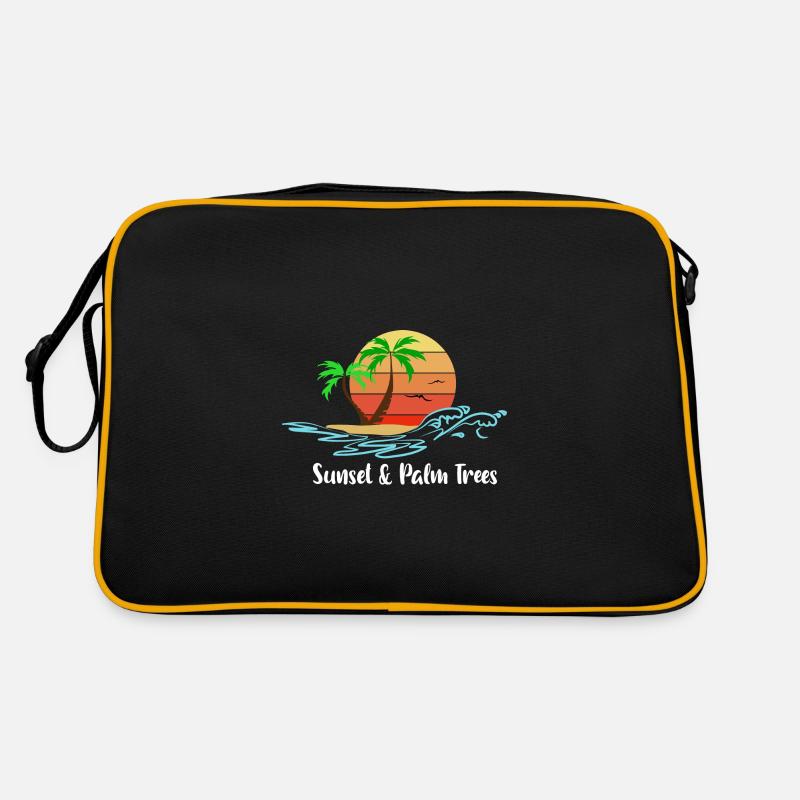 sunset & palm trees Retro Tasche