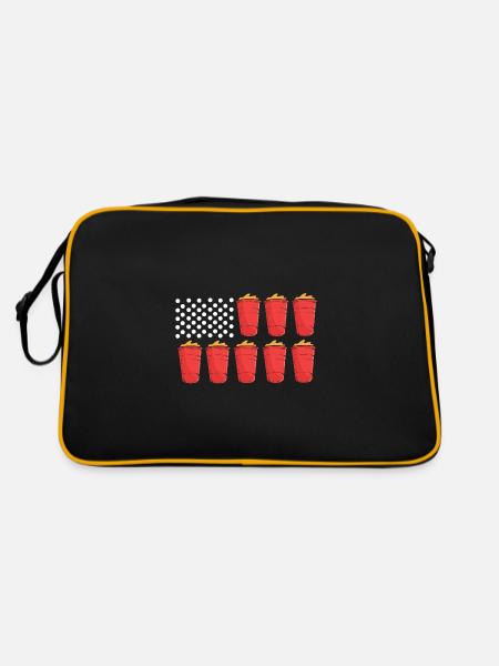 Beerpong Bierpong Bier Pong - Retro Tasche - Schwarz/Gold - Hinten
