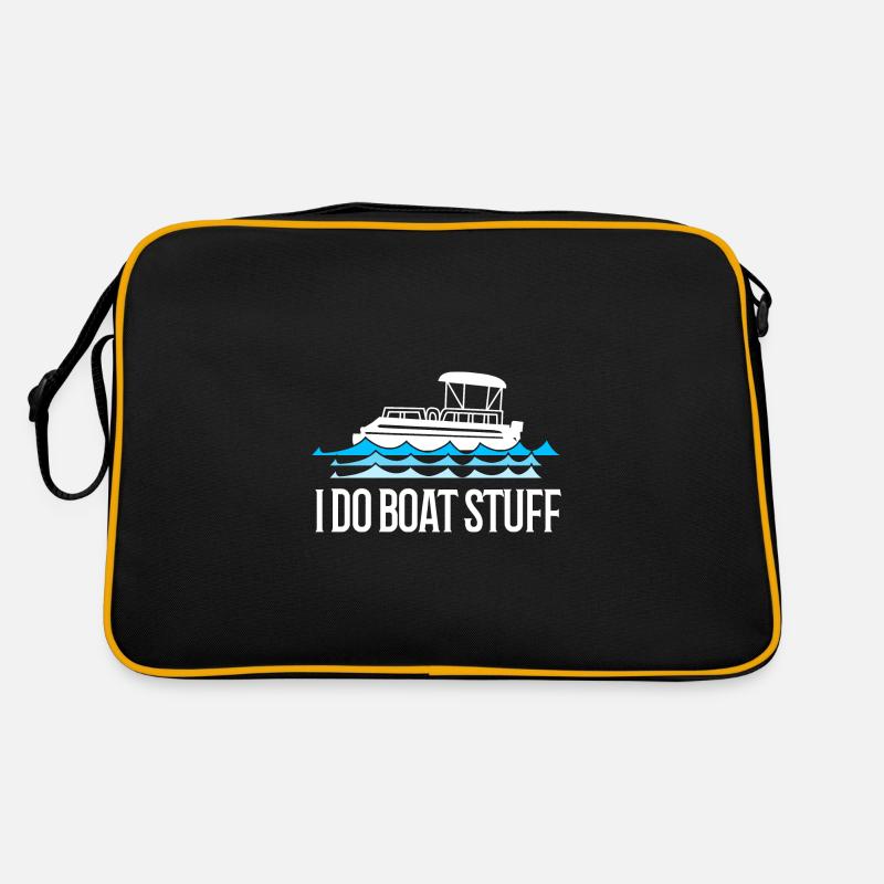 Pontonboot Boot Boote - Retro Tasche - Schwarz/Gold