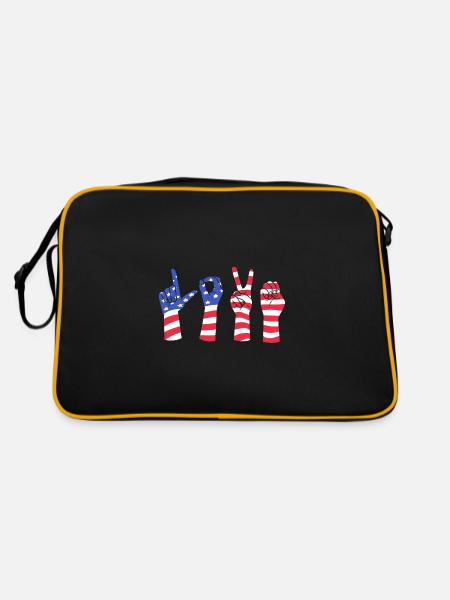 Langue des signes ASL sourd - Sac Retro - noir/or - Dos