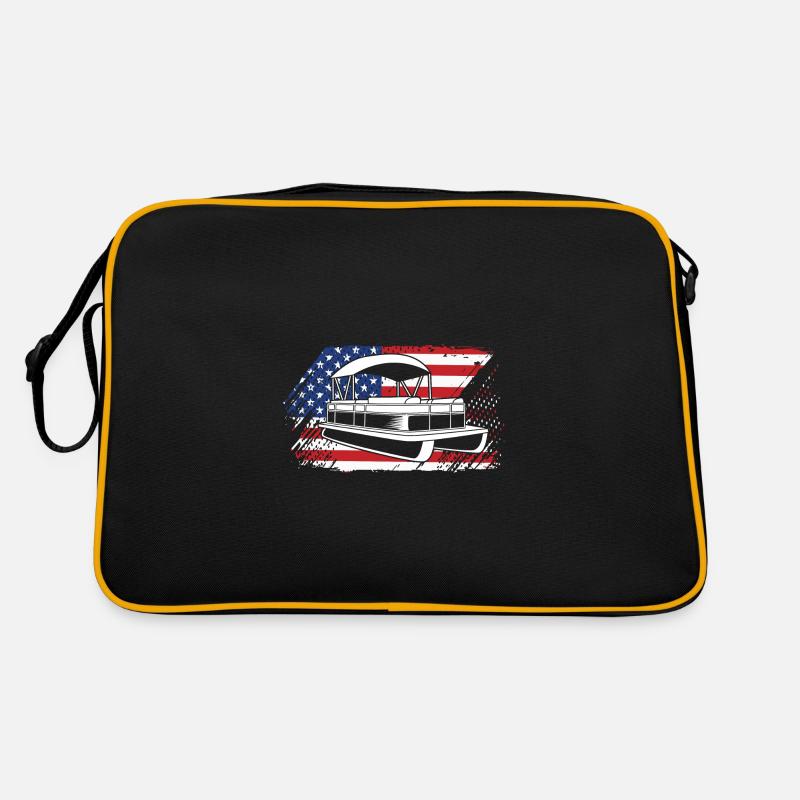Pontonboot Boot Boote - Retro Tasche - Schwarz/Gold