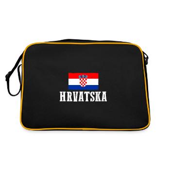 Kroaten Kroate Kroatin Hrvatska Kroatien - Retro Tasche - Schwarz/Gold - Hinten