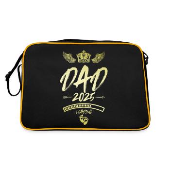 Dad 2025 Loading Papa Spruch - Retro Tasche - Schwarz/Gold - Hinten
