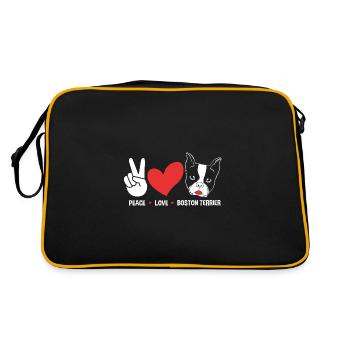 Boston Terrier - Retro Tasche - Schwarz/Gold - Hinten
