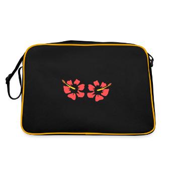 Hibiscus. Hibiscus Fleurs d’Hibiscus Tenue de fleurs hawaïennes pour les fêtes - Sac Retro - noir/or - Dos
