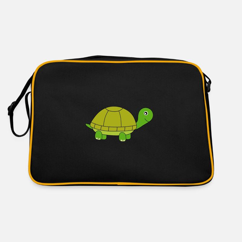 Schildkröte Schildkröten - Retro Tasche - Schwarz/Gold