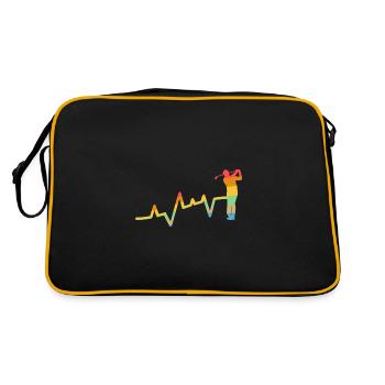 Golfspieler Herzschlag Golf - Retro Tasche - Schwarz/Gold - Hinten
