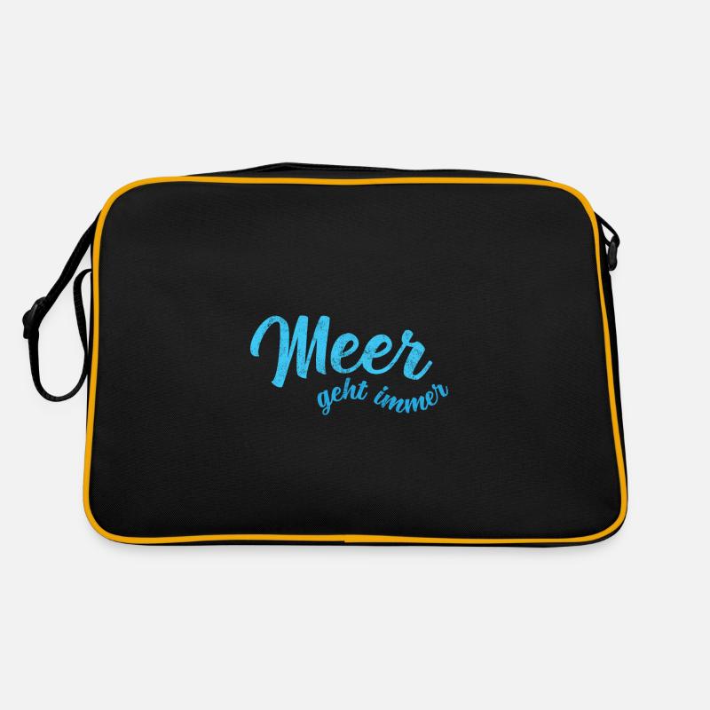 Meer geht immer - Einfach mehr Meer - Retro Tasche - Schwarz/Gold