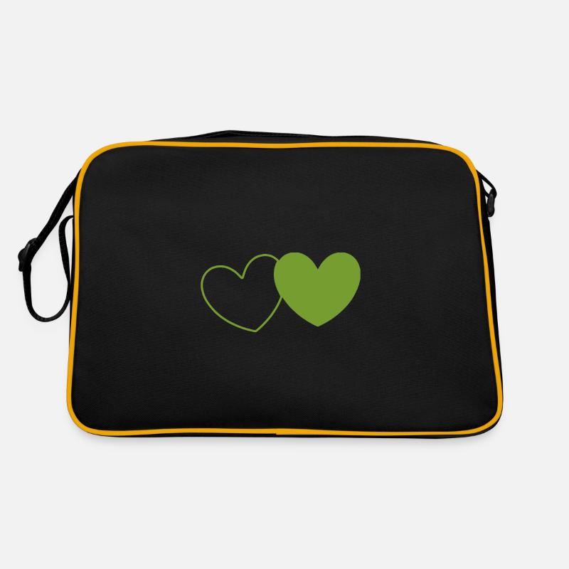 green heart green hearts couples gift Retro Bag