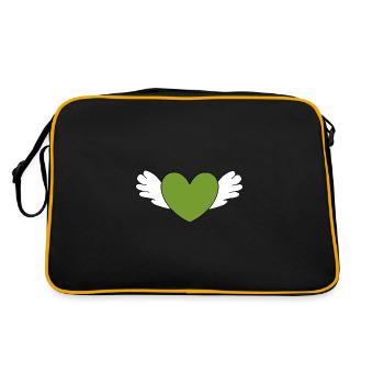 green heart green hearts couples gift - Retro Bag - black/gold - Back