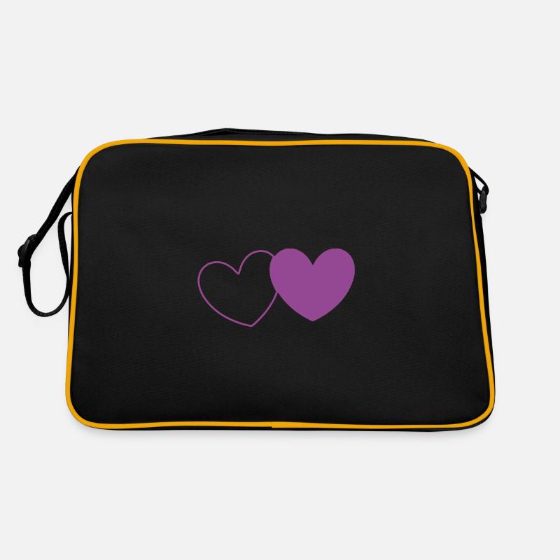 Coeur Violet 2 Coeurs Saint Valentin - Sac Retro - noir/or