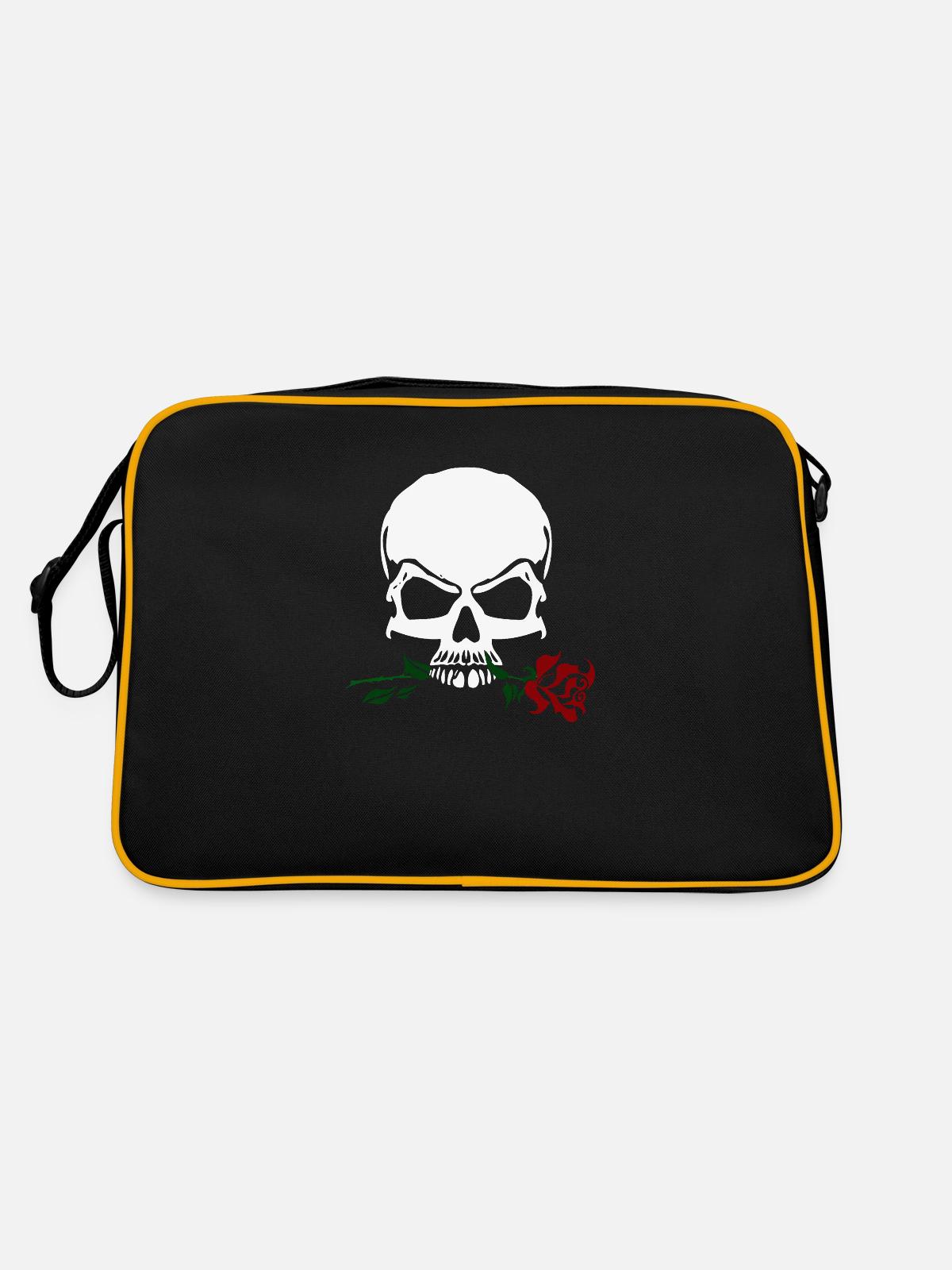 Rose et crâne - Sac Retro - noir/or - Dos