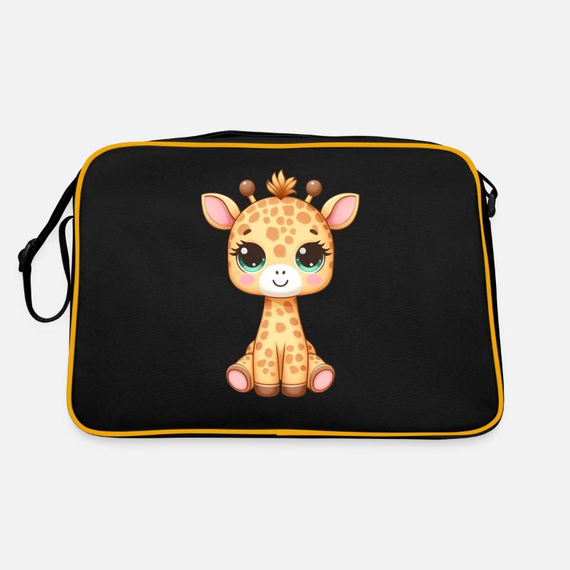 Baby-Giraffe - Retro Tasche - Schwarz/Gold